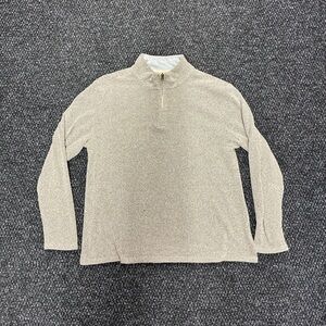 Thomas Sterling Beige/Khaki Pullover Quarter-Zip Knit Sweater Size XL